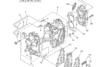 The cylinder and the crankcase of Yamaha 9.9 F-15F 2 stroke outboard Engine